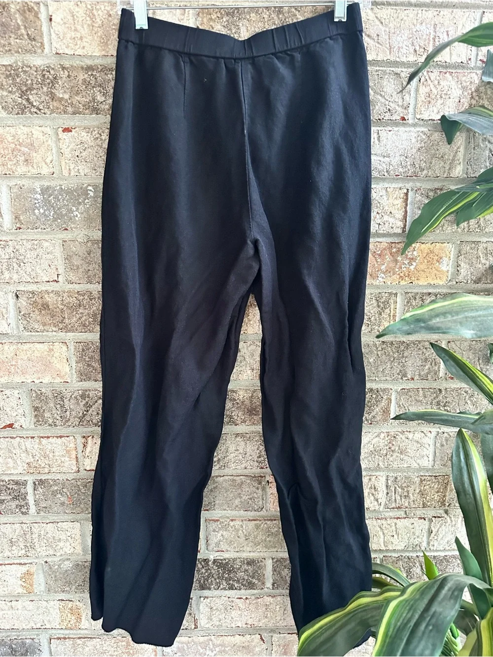 Black Women’s linen blend Straight-Leg Trouser Pants Size 8
